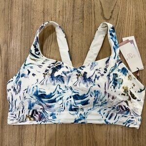 Calia White with Blue & Teal Watercolor Print Sports Bara Medium Support XXL